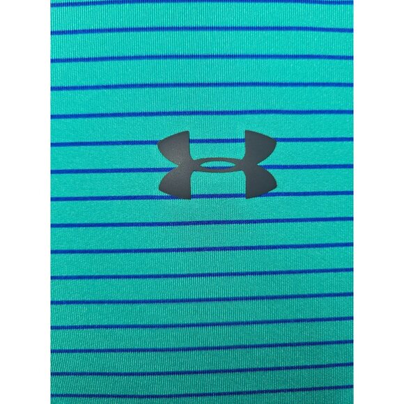Under Armour XL Loose Fit HeatGear Polo Blue Striped Mens Golf Top - Picture 7 of 8